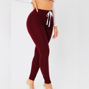Sexy solid knot front skinny sweatpants